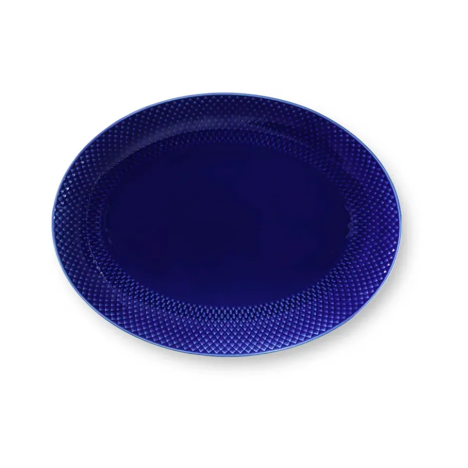 Rhombe serveringsfat ovalt 35x26,5 cm, Mörkblå