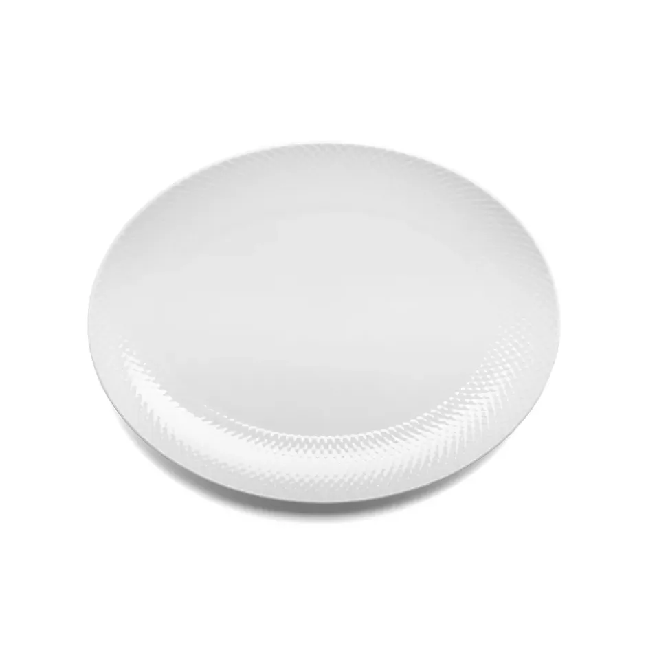 Rhombe serveringsfat ovalt 35x26,5 cm, vit