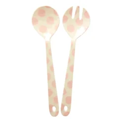 Rice salladsbestick melamin 2 delar, Pink dots