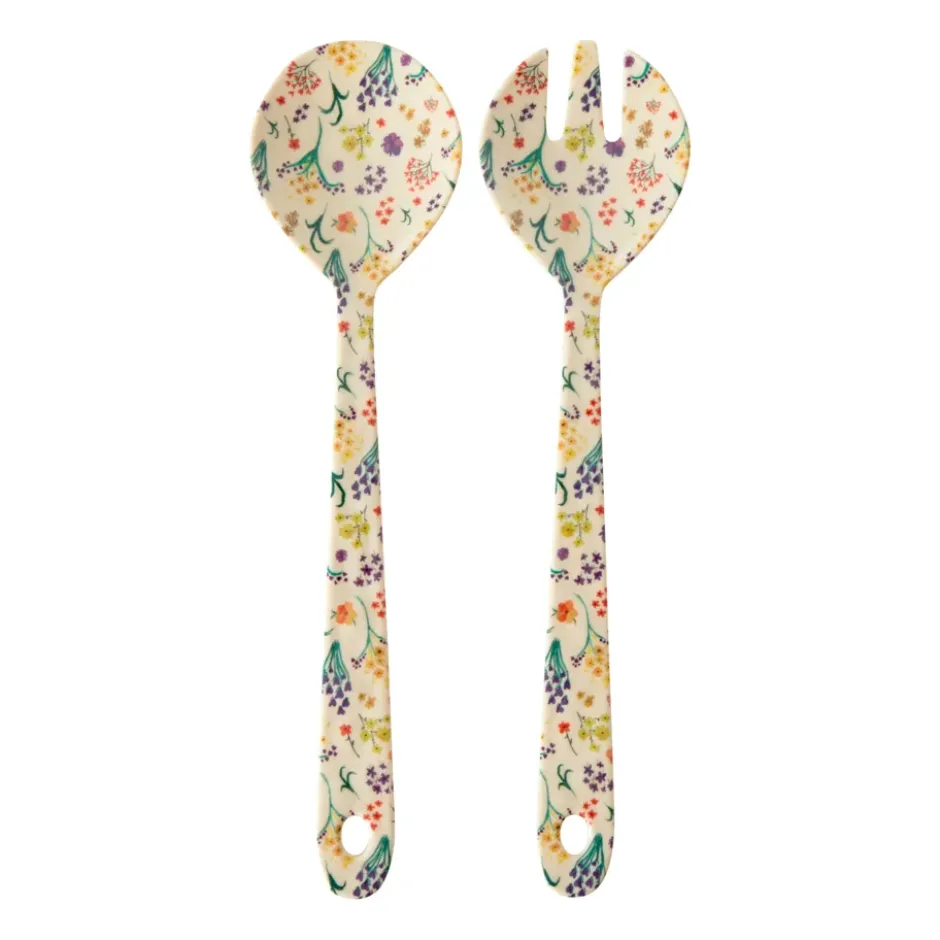 Rice salladsbestick melamin 2 delar, Wild flowers