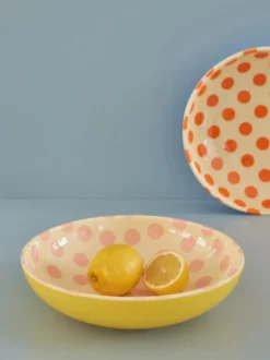 Rice salladsskål melamin Ø29,9 cm, Pink dots-yellow