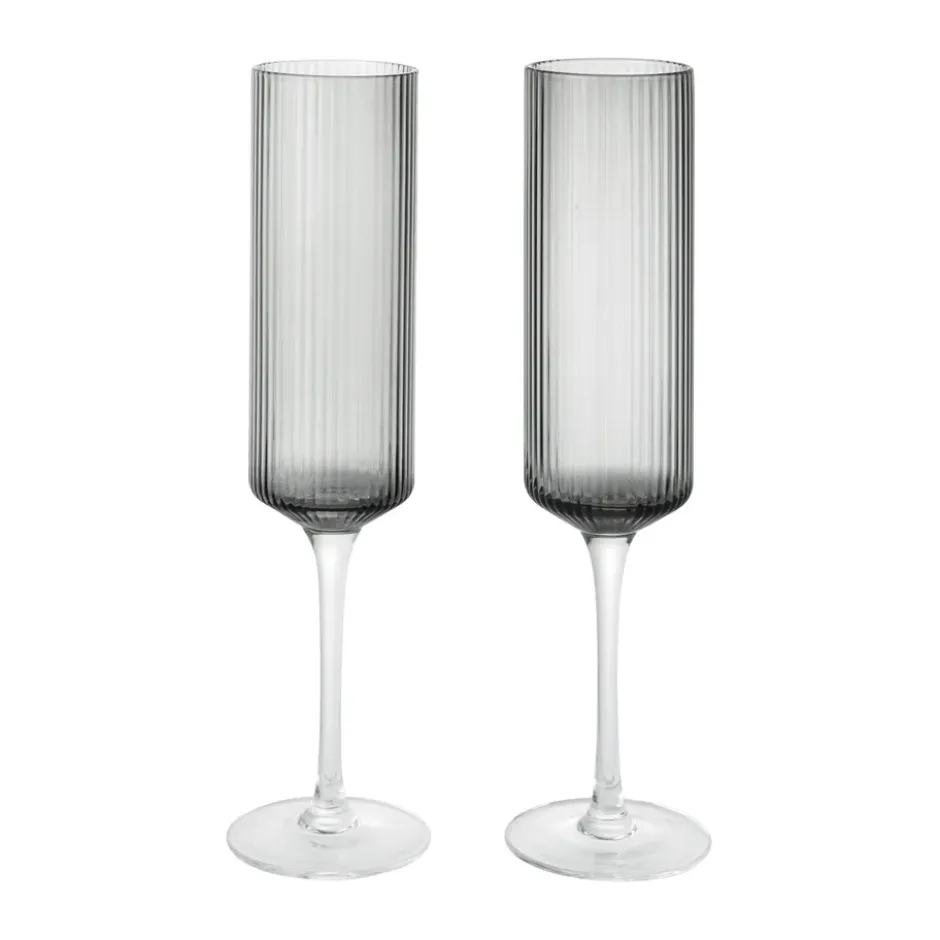 Ripple Champagne flutes champagneglas 15 cl 2-pack, Smoked Grey