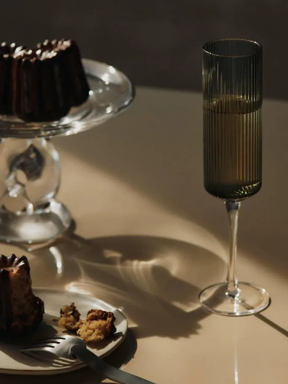 Ripple Champagne flutes champagneglas 15 cl 2-pack, Smoked Grey