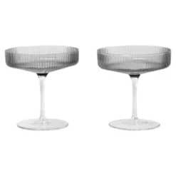 Ripple champagneglas 2-pack, Smoked grey