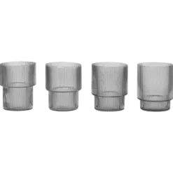 Ripple glas 4-pack, Smoked grey