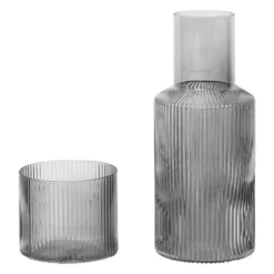 Ripple small karaff set, Smoked grey