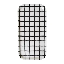 Rutig bricka 22x43 cm, Black-white