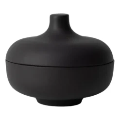 Sand skål med lock M Ø12 cm, Black clay