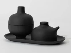 Sand skål med lock S Ø8,2 cm, Black clay