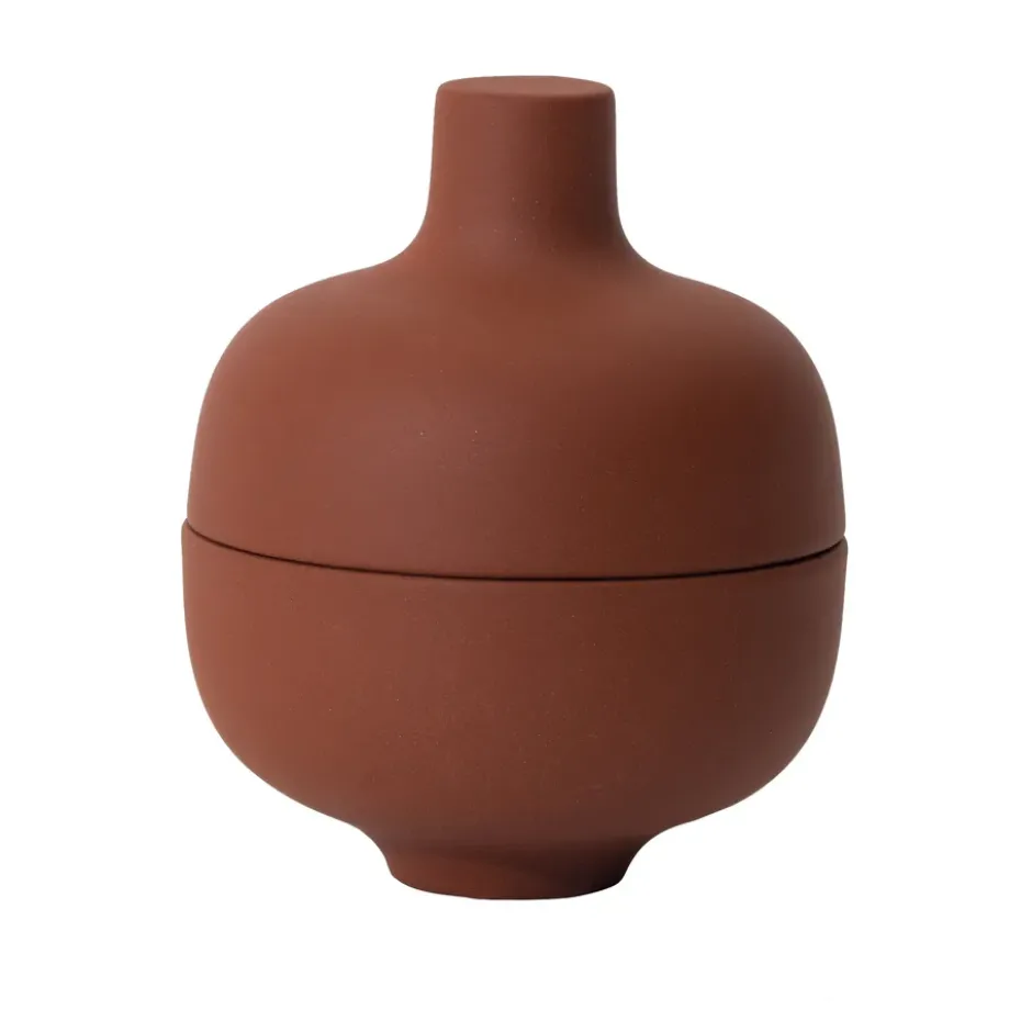 Sand skål med lock S Ø8,2 cm, Red clay