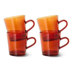 70's glassware kaffekopp 20 cl 4-pack, Amber brown