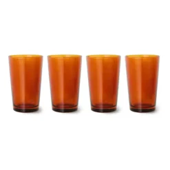 70's glassware teglas 20 cl 4-pack, Amber brown