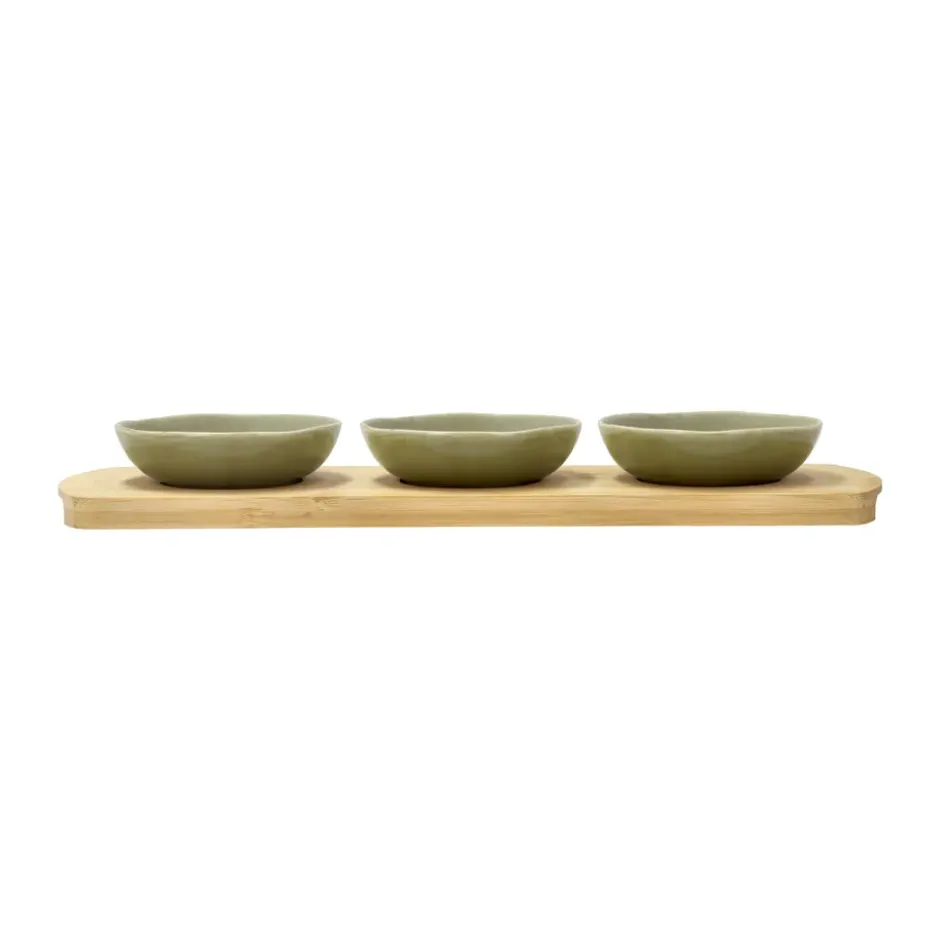 Shoku bambubricka med 3 skålar, Pure Green
