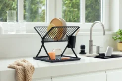 Sinkside hopfällbart diskställ 37 cm, Mörkgrå