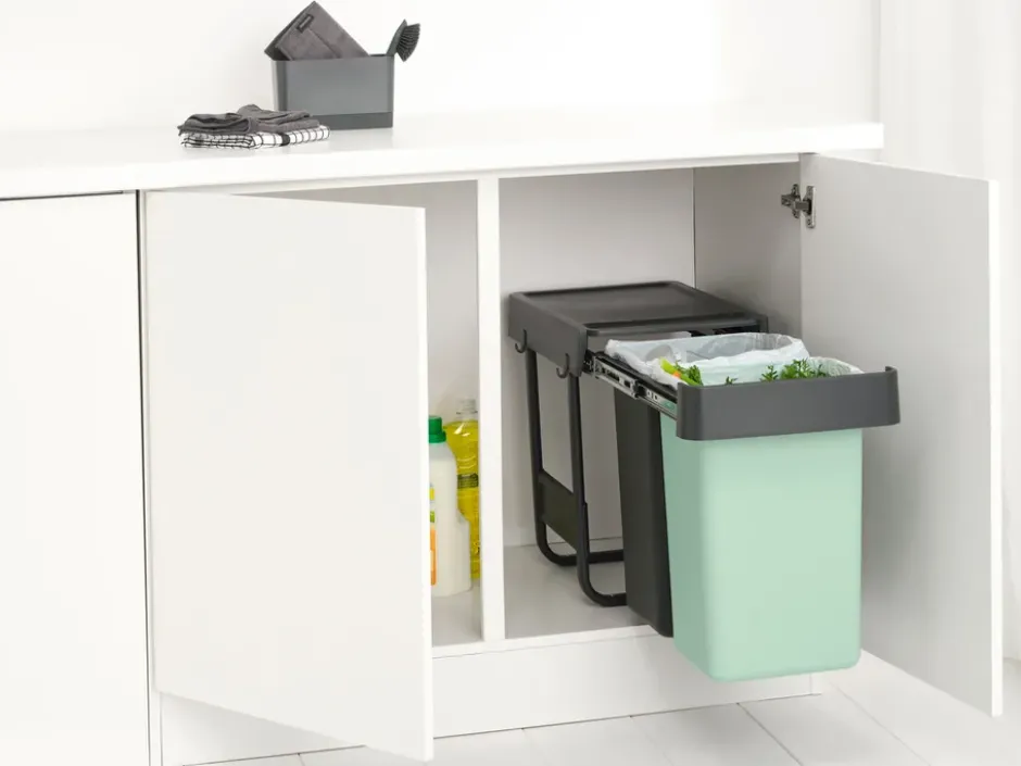 Sort&Go Inbyggnadsbara hinkar, 2x15 L, Mörkgrå