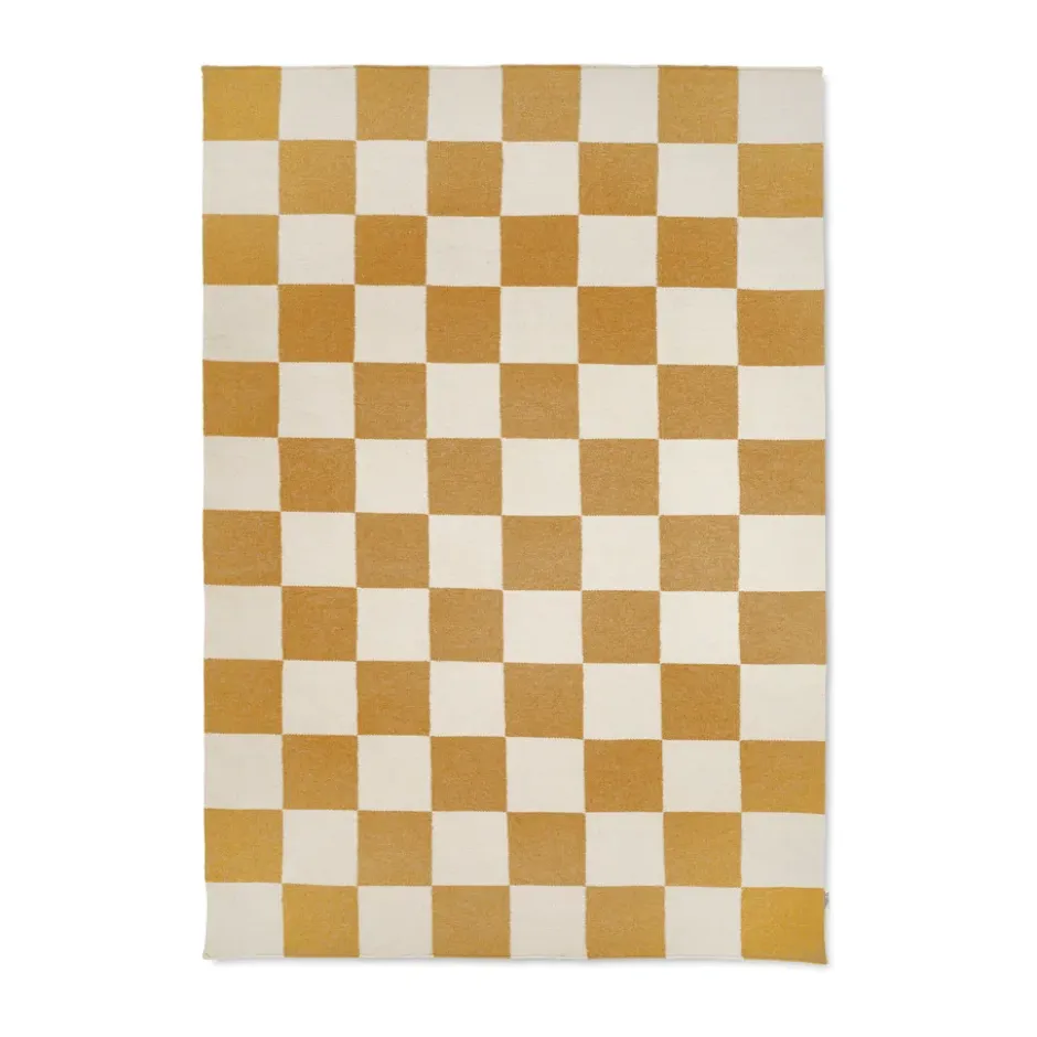 Squares matta, White-yellow, 250x350 cm