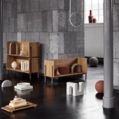 Stack hylla, oak, add on, mörkt oljat valnötsfäste
