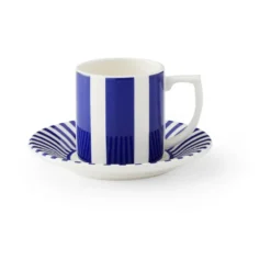Steccato espressokopp 8 cl och fat Ø11 cm, Blå-vit
