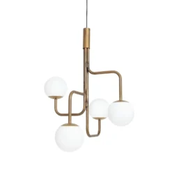 Strapatz pendel glob Ø78 cm, Rå mässing-opal
