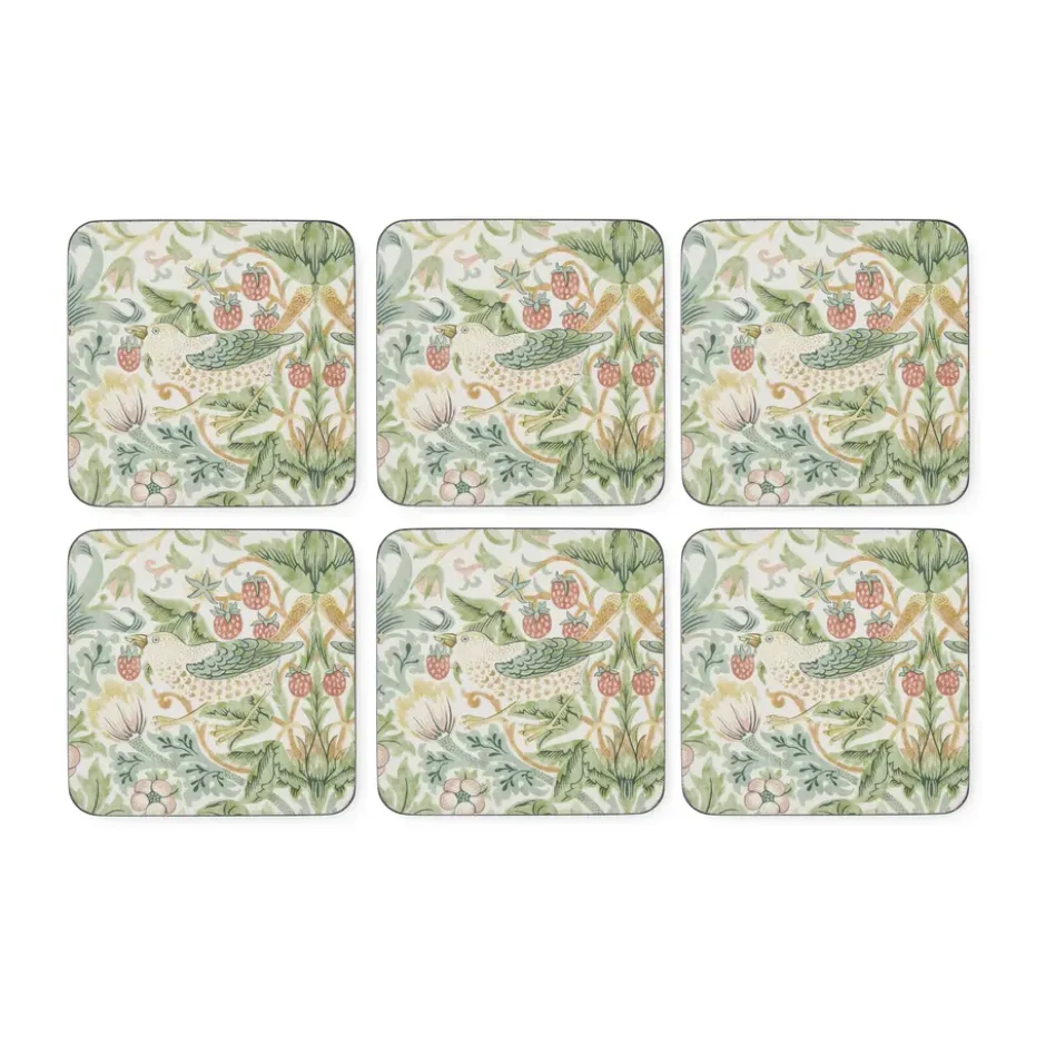 Strawberry Thief glasunderlägg 6-pack, Green