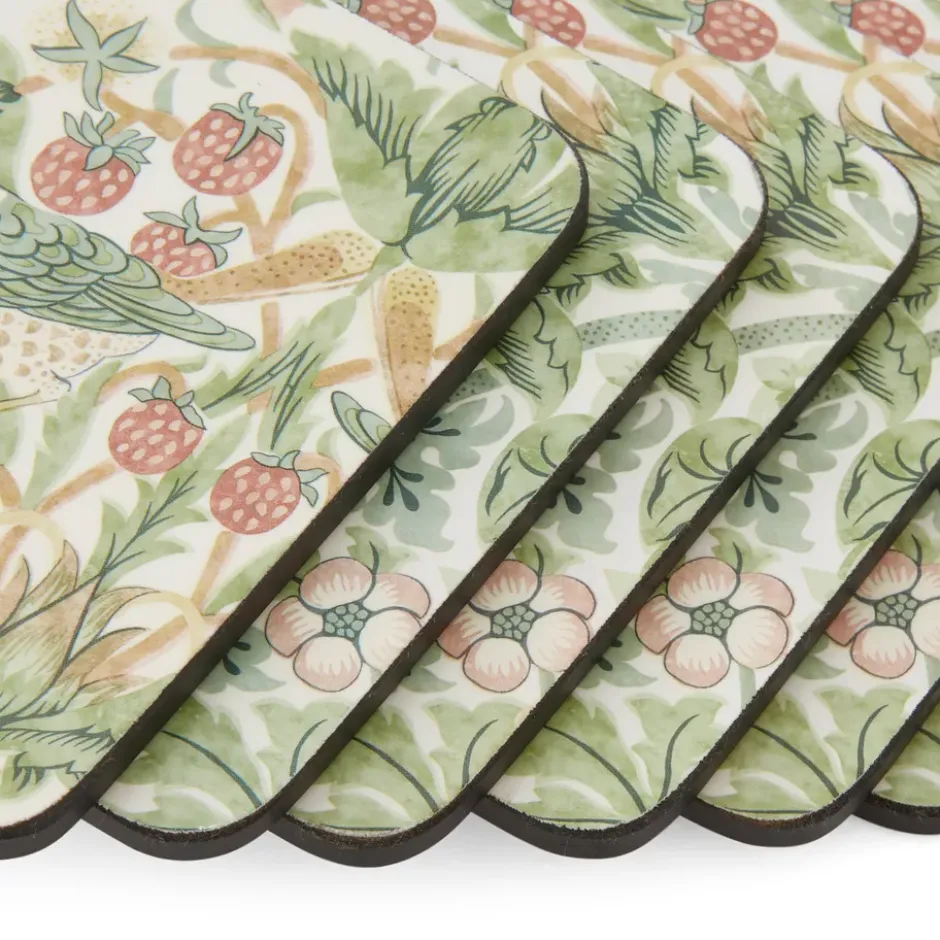 Strawberry Thief glasunderlägg 6-pack, Green