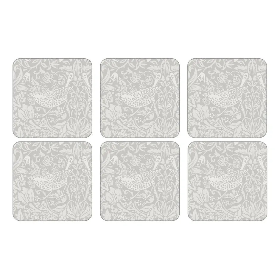Strawberry Thief glasunderlägg 6-pack, Grey