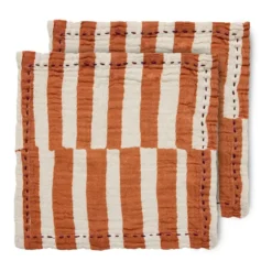 Striped bomulsservett 30x30 cm 2-pack, Tangerine