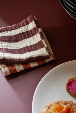 Striped bomulsservett 30x30 cm 2-pack, Burgundy