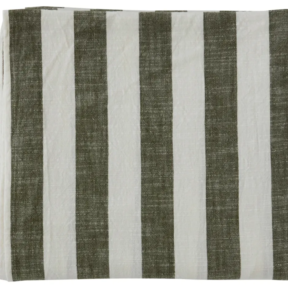 Striped bordsduk 140x260 cm, Olive
