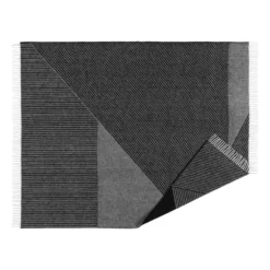 Stripes ullpläd 130x185 cm, Svart