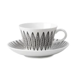 Svart Salix kaffegods, kon, Kaffekopp + fat