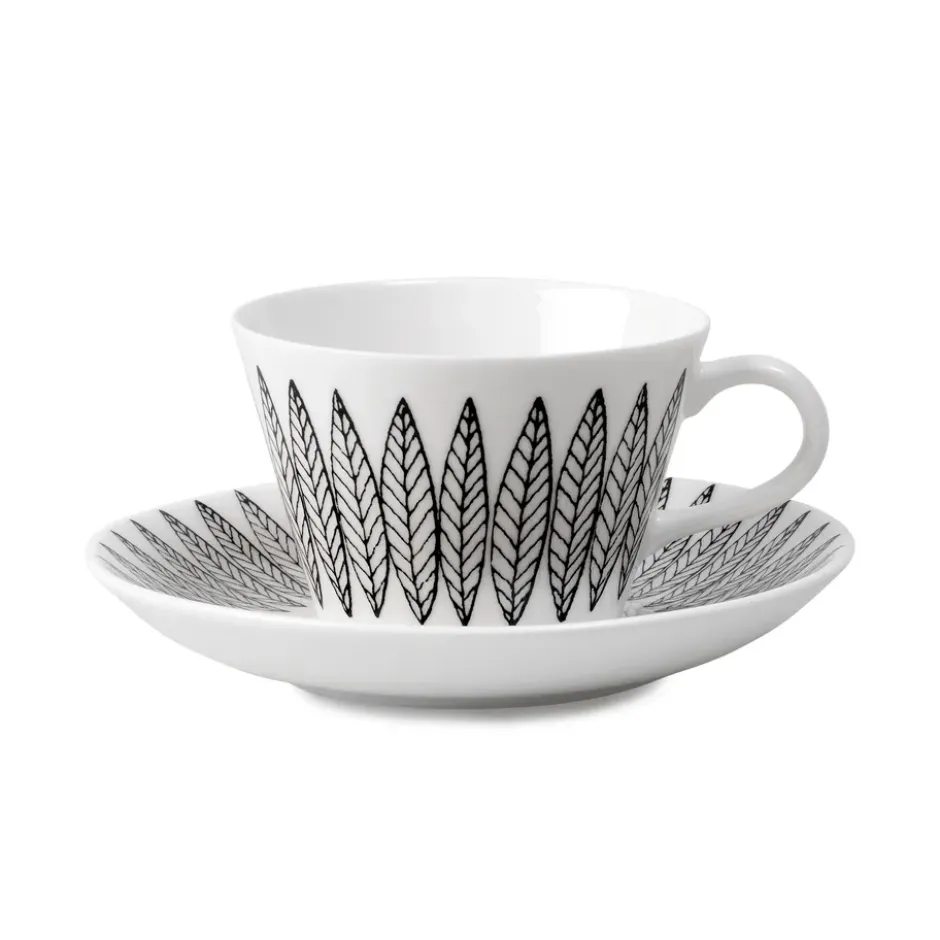 Svart Salix kaffegods, kon, Kaffekopp + fat