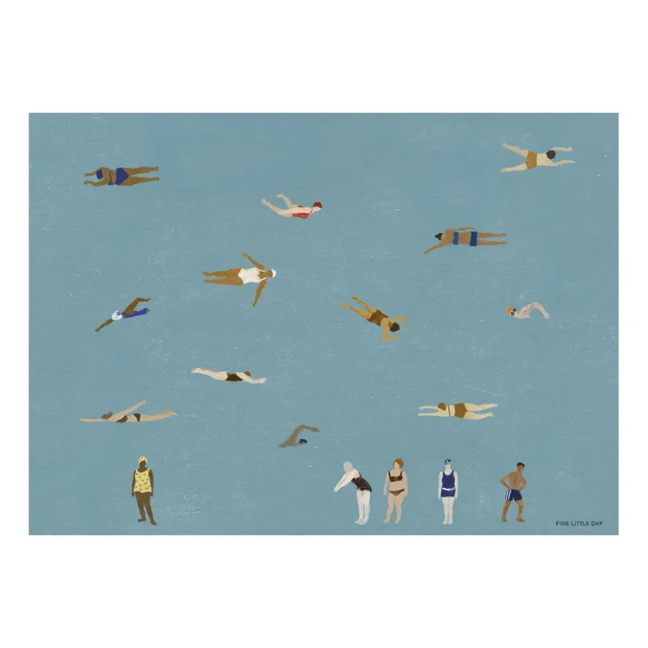 Swimmers poster, Blue, 50x70 cm