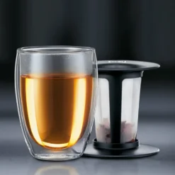 Tea For One glas med tesil, svart