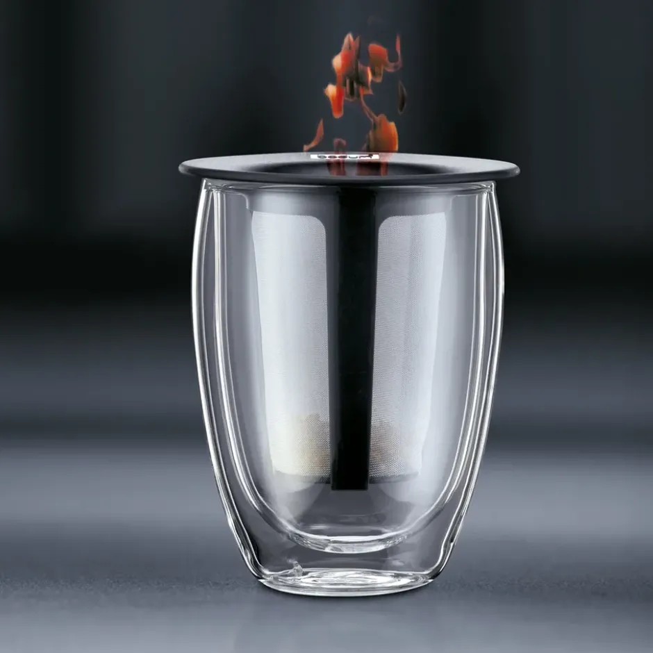 Tea For One glas med tesil, svart