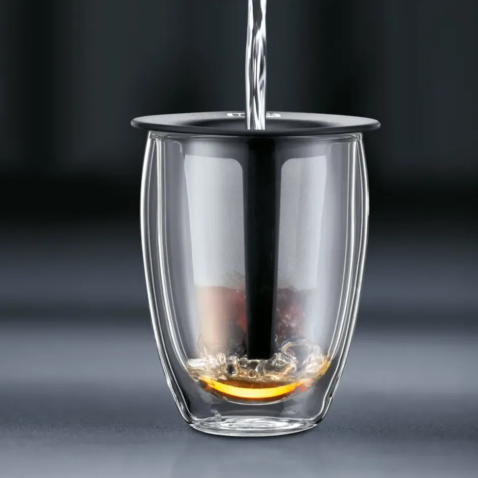Tea For One glas med tesil, svart