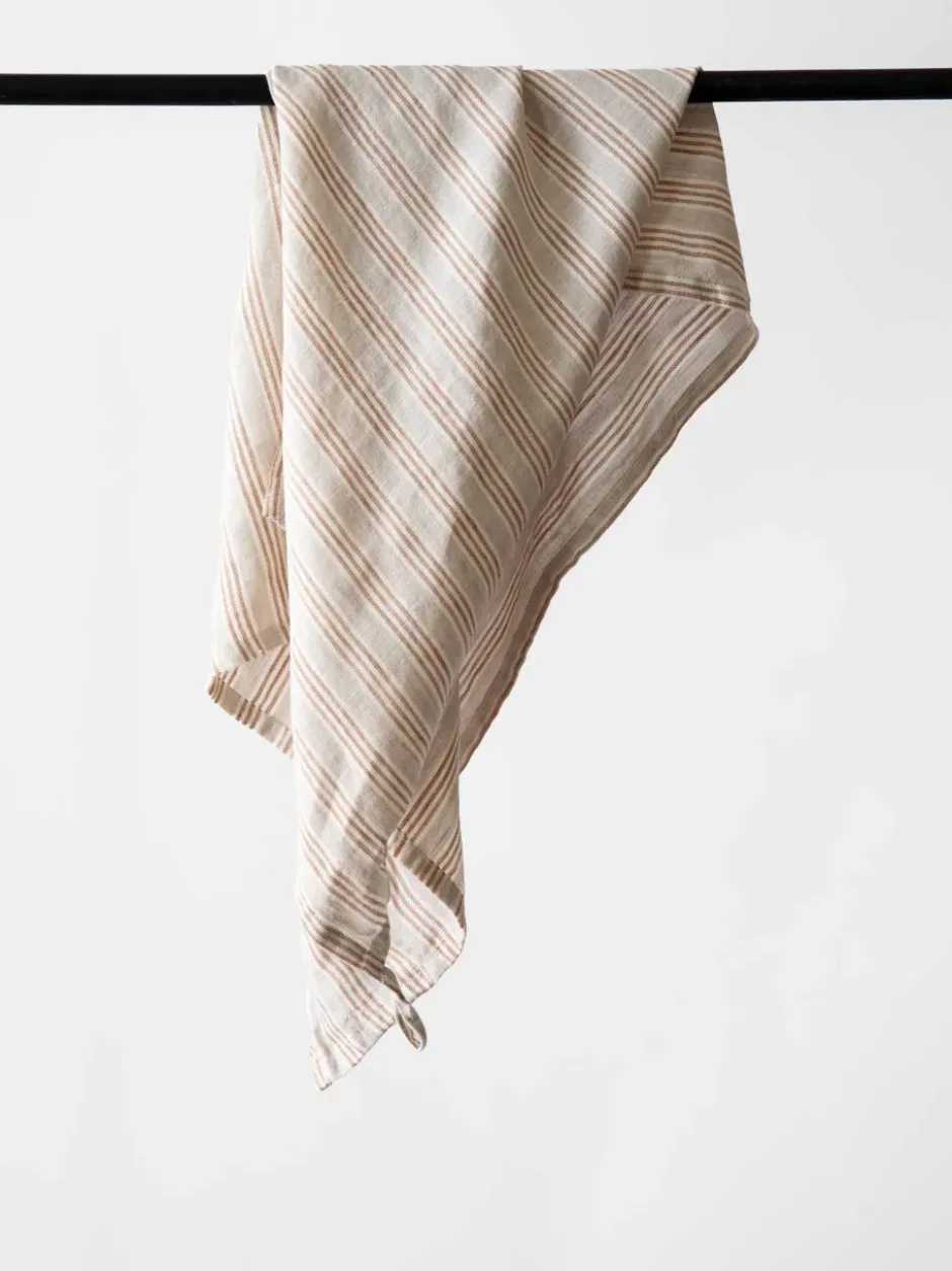 Tell me more kökshandduk linne 50x70 cm, Hazelnut stripe