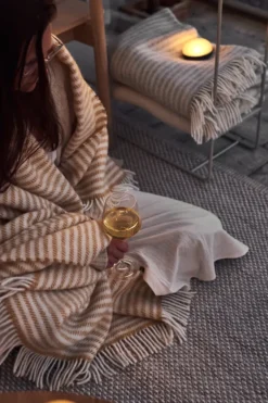 Tidal ullpläd 130x180 cm, Mustard