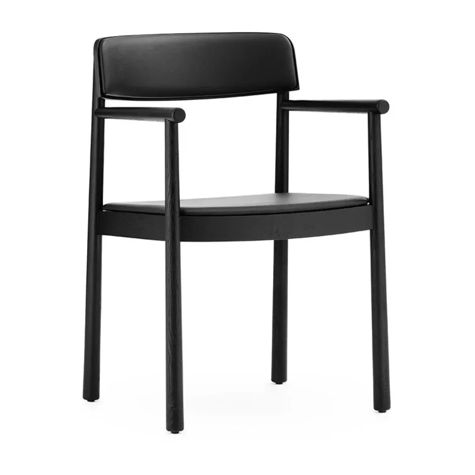 Timb karmstol med dyna, Black/ Ultra Leather - Black