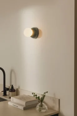Torrano vägglampa/plafond 13 cm, Mörkgrön marmor