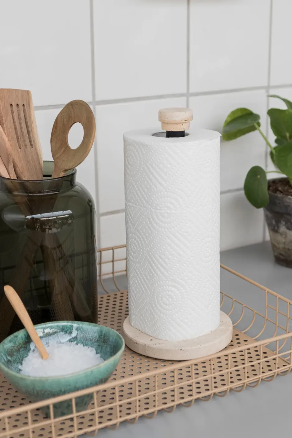 Travertine hushållspappershållare, Linen