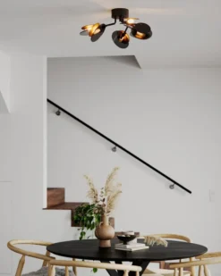 Turno plafond Ø66 cm, Matt svart-guld