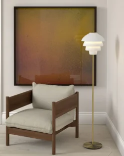 Valencia golvlampa 150 cm, Mattvit-mässing