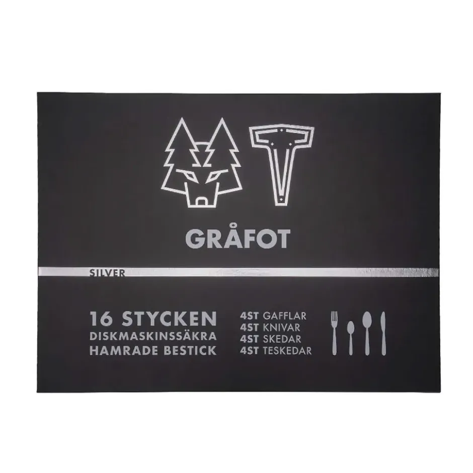 Vargen & Thor bestickset 16 delar, Gråfot, silver
