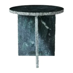 Verde sidobord Ø40 cm, Grön marmor