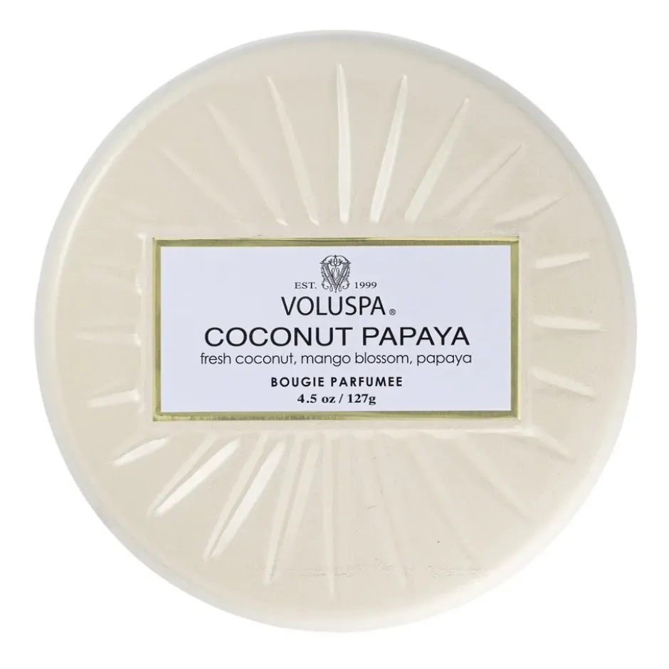 Vermeil Mini Tin doftljus 25 timmar, Coconut Papaya