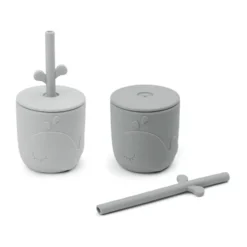 Wally mugg med peekaboo sugrör 2-pack, Grey