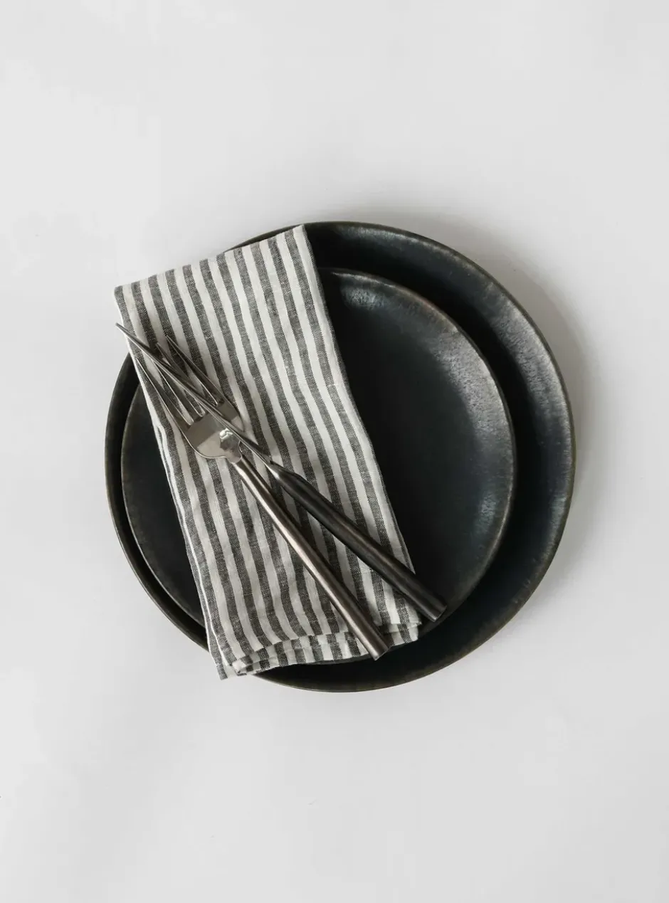Washed linen tygservett 45x45 cm, Grey-white