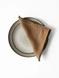Washed linen tygservett 45x45 cm, Hazelnut