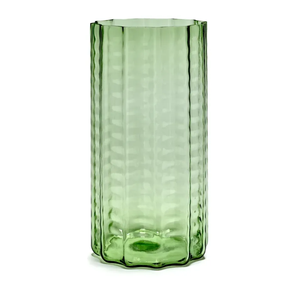 Waves 03 vas 35 cm, Green-clear